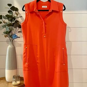 Calvin Klein Bright Orange Sleeveless Dress